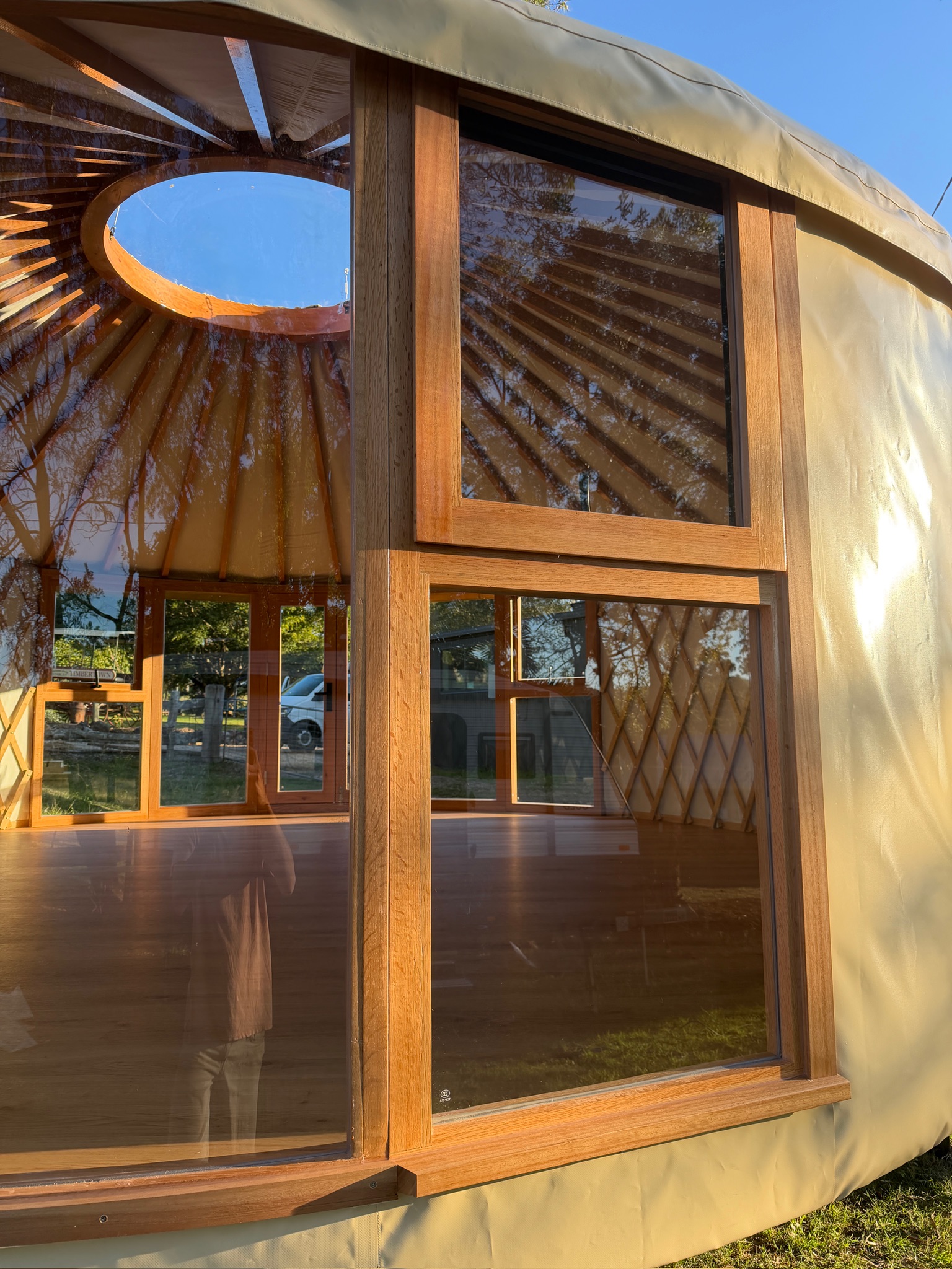 Solid oak window joinery close up, suited to retreat and event spaces